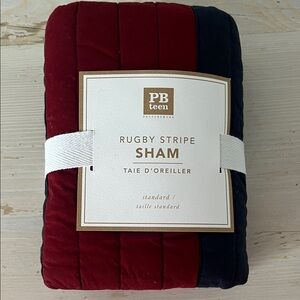 Pottery Barn Teen Red and Navy Blue Rugby Stripe Sham Standard SHAM ONLY new
